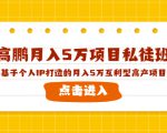 高鹏月入5万项目私徒班，基于个人IP打造的月入5万互利型高产项目！