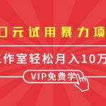 0元试用暴力项目：一个员工每天佣金单500到1000，工作室月入10万+