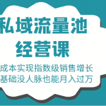 16堂私域流量池经营课：低成本实现指数级销售增长，零基础没人脉也能月入过万