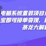 电脑系统重装项目分享课，淘宝即可接单变现，玩法思路一条龙大解析