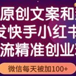 智能原创封面和创业文案，快手小红书引流精准创业粉，微信每天被加100+（揭秘）