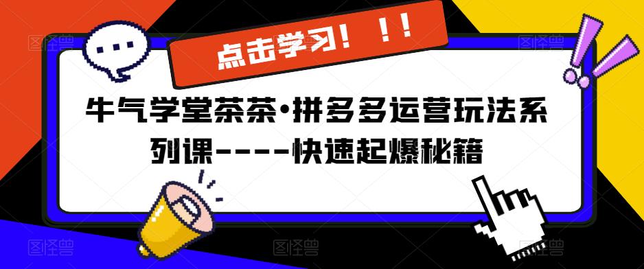 牛气学堂茶茶•拼多多运营玩法系列课----快速起爆秘籍