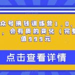 坏坏-公众号搞钱训练营1.0，坚持个1-2个月，会有质的变化（完整版）价值999元