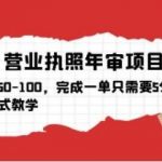 营业执照年审项目，一单50-100，完成一单只需要5分钟，保姆式教学