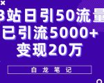 B站日引50+流量，实战已引流5000+变现20万，超级实操课程