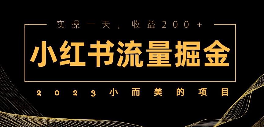 2023小而美的项目，小红书流量掘金，实操一天，收益200+【揭秘】