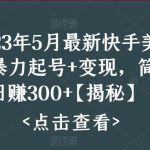 2023年5月最新快手美女号暴力起号+变现，简单粗暴日赚300+【揭秘】