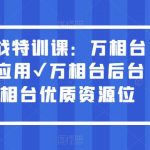 万相台实战特训课：万相台深度解析应用万相台后台解析万相台优质资源位