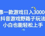 靠一款游戏日入3000+，抖音游戏野路子玩法，小白也能轻松上手【揭秘】