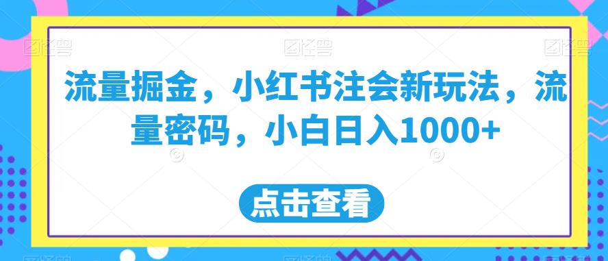 流量掘金，小红书注会新玩法，流量密码，小白日入1000+【揭秘】