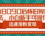 抖音8090后怀旧视频玩法，小白新手可操作，迅速涨粉变现（教程+素材）【揭秘】