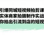 引爆同城短视频拍剪课，实体商家拍摄制作实战，教你拍出引流到店的短视频