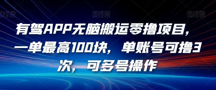 有驾APP无脑搬运零撸项目，一单最高100块，单账号可撸3次，可多号操作【揭秘】