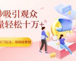 中视频冷门玩法，一秒吸引观众，播放量轻松十万+，保姆级教程【揭秘】