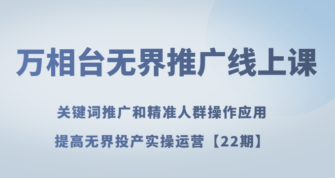 万相台无界推广线上课关键词推广和精准人群操作应用，提高无界投产实操运营【22期】