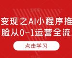 短视频变现之AI小程序推广，AI变脸从0-1运营全流程