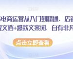 小红书电商运营从入门到精通，店铺入住全流程文档+爆款文案词，自有非凡收获