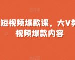 全领域短视频爆款课，全网两千万粉丝大V教你做短视频爆款内容