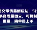 抖音图文带货最新玩法，5分钟产出一条高质量图文，可复制，可批量，简单易上手【揭秘】