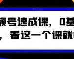 视频号速成课，​0基础起号，看这一个课就够了