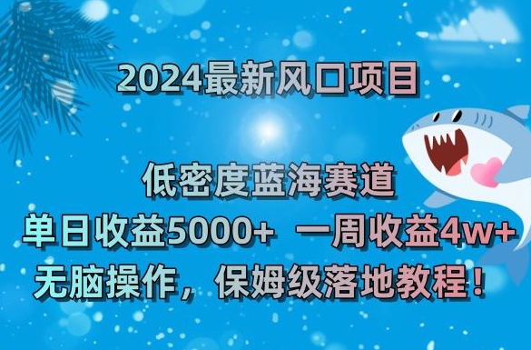 2024最新风口项目，低密度蓝海赛道，单日收益5000+，一周收益4w+！【揭秘】