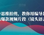 用编导思维拍剪，教你用编导思维拍剪出爆款视频片段（镜头语言）