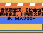 抖音流量变现，0粉丝也可以直接变现，抖音图文新玩法，日入200+【揭秘】