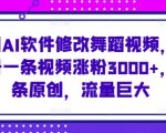 使用AI软件修改舞蹈视频，视频号一条视频涨粉3000+，条条原创，流量巨大【揭秘】