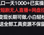 新风口一天1000+已实操落地购物平台短剧无人直播+网盘拉新+带货多种变现长期可做【揭秘】