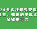 2024多多视频变现教学训练营，知识的丰厚比起金钱更可靠