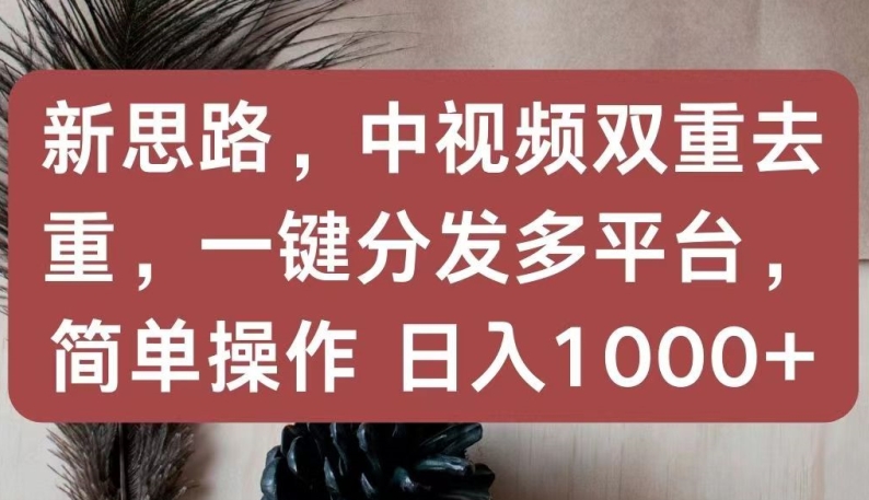 新思路，中视频双重去重，一键分发多平台，简单操作，日入1000+【揭秘】