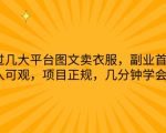 通过几大平台图文卖衣服，副业首选，收入可观，项目正规，几分钟学会实操【揭秘】