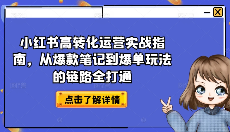 小红书高转化运营实战指南，从爆款笔记到爆单玩法的链路全打通