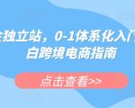 掘金独立站，0-1体系化入门，小白跨境电商指南