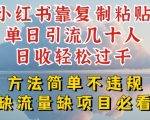 小红书靠复制粘贴单日引流几十人目收轻松过千，方法简单不违规【揭秘】