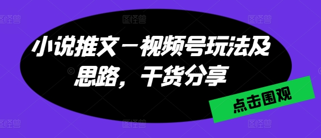 小说推文—视频号玩法及思路，干货分享[/erphpdown]