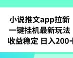 小说推文APP拉新，一键挂JI新玩法，收益稳定日入200+【揭秘】