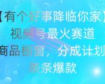 【有个好事降临你家】视频号爆火赛道，商品橱窗，分成计划，条条爆款【揭秘】