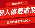 靠一套话术帮人解决逾期日入500+ 看一遍就会(正规合法)【揭秘】