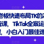 跨境老板快速布局TK的冷启动系统课，TikTok全案运营课程，小白入门最佳选择