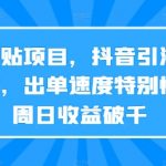 天涯神贴项目，抖音引流公众号转化，出单速度特别快，一周日收益破千