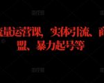 实体流量运营课，实体引流、商家加盟、暴力起号等