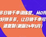 拼多多日销千单训练营，从0开始带你做好拼多多，让日销千单可以快速复制(更新24年8月)