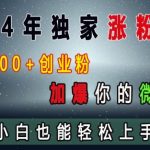 2024年独家涨粉秘籍，日引流300+创业粉，加爆你的微信好友，小白也能轻松上手