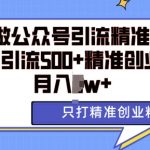 利用AI矩阵做公众号引流精准创业粉，单日引流500+精准创业粉，月入过w【揭秘】