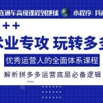 术业专攻玩转多多，优秀运营人的全面体系课程，解析拼多多运营底层必备逻辑