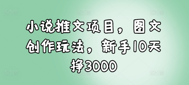 小说推文项目，图文创作玩法，新手10天挣3000