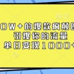 10W+的爆款疯颠图文，引爆你的流量，单日变现1k【揭秘】