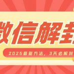 微信解封2025最新方法，3天必解封，自用售卖均可，一单就是大几百