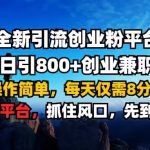 全新引流创业粉平台 单日引800+，创业兼职粉，操作简单，每天仅需8分钟【仅揭秘】